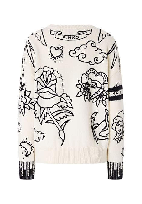 Patterned crew neck jumper PINKO | sweaters | 105427 A2PKZE1